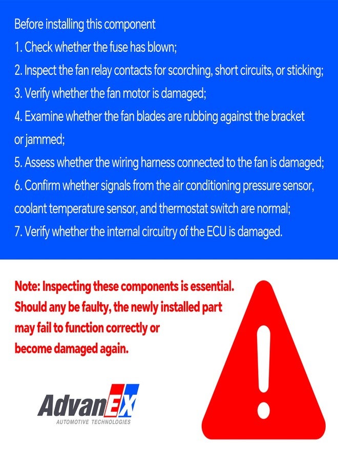 AdvanEX Engine Cooling Fan Control Module Compatible with 2013-2016 Ford Escape; 2012-2018 Focus; 2014-2017 Transit Connect Replace OE 1137328464 1137328567 - Image 2